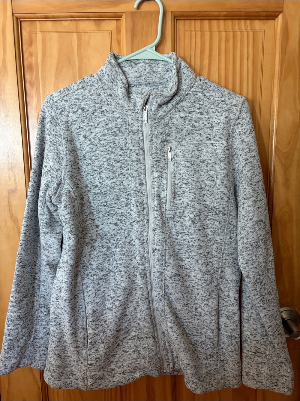 Calvin Klein Heathered Light Gray Full-Zip Sweater Jacket